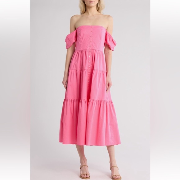 NWT Staud elio dress in pink plumeria - Picture 1 of 5